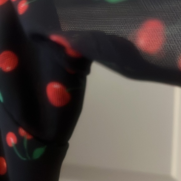 ASOS cherry sheer black and red midi dress plus size 24 fully lined indie boho - Picture 5 of 15